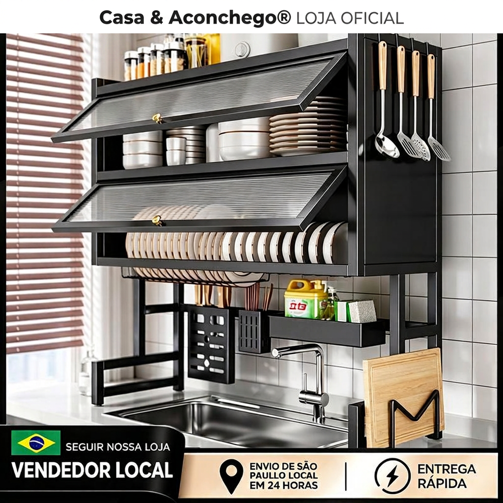 Escorredor de louça sobre pia Casa & Aconchego