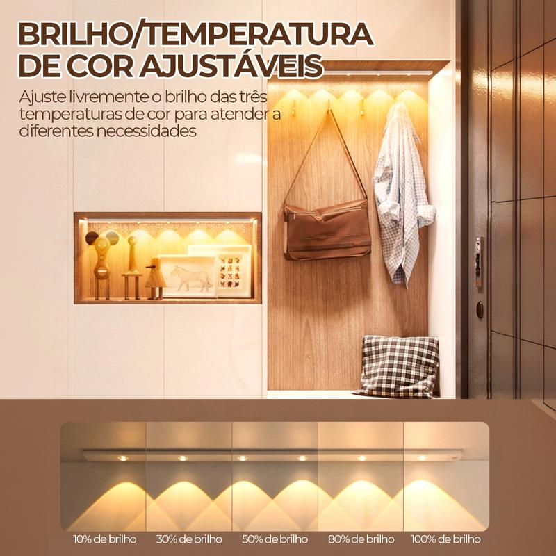 Cinco níveis de brilho de 10% a 100%