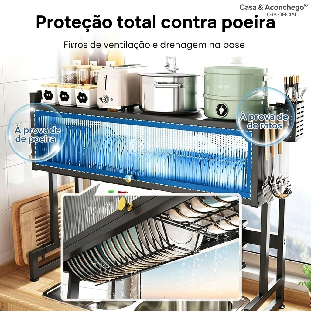 Prateleira dupla com armário