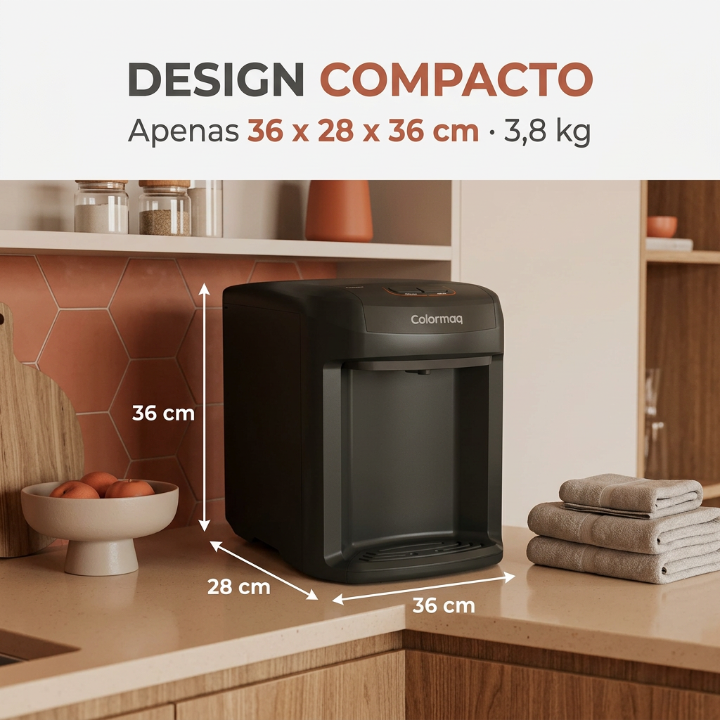 Design compacto — apenas 36 x 28 x 36 cm e 3,8 kg