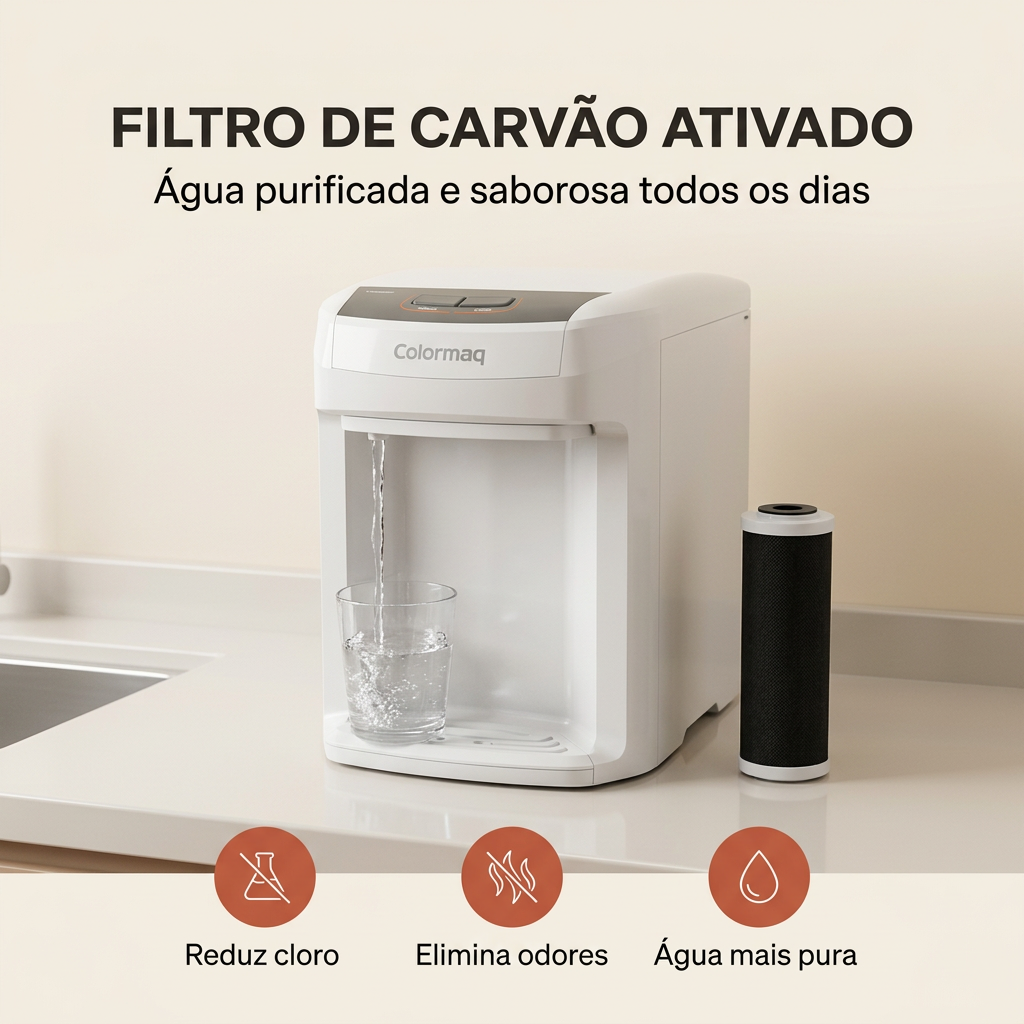 Filtro de carvão ativado — reduz cloro e elimina odores