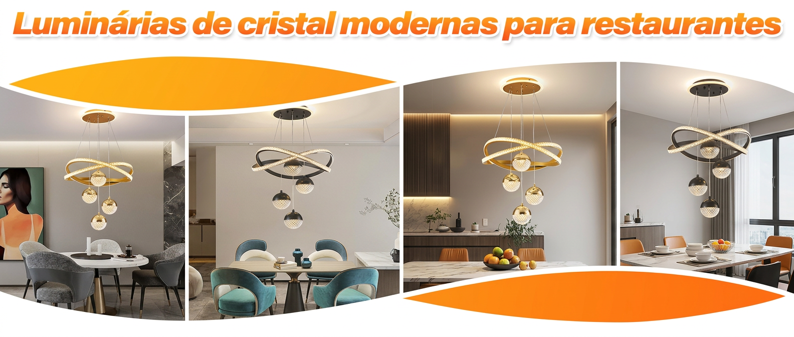 Lustre de cristal moderno em salas de jantar e cozinhas